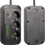 Мережевий подовжувач 8в1, 3 розетки, 4 USB + 1 Type-C