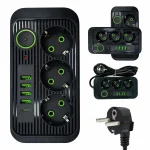 Мережевий подовжувач 8в1, 3 розетки, 4 USB + 1 Type-C