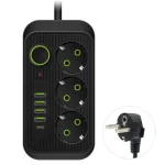 Мережевий подовжувач 8в1, 3 розетки, 4 USB + 1 Type-C