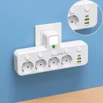 Мережевий фільтр 7в1, 4 розетки, 2 USB, 1 Type-C, з підсвіткою