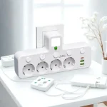 Мережевий фільтр 7в1, 4 розетки, 2 USB, 1 Type-C, з підсвіткою