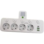 Мережевий фільтр 7в1, 4 розетки, 2 USB, 1 Type-C, з підсвіткою