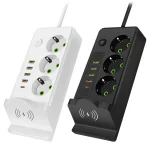 Мережевий фільтр-подовжувач з бездротовою зарядкою, 3 розетки, 4 USB, 1 Type-C, 5 м