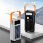 Потужний повербанк із сонячною панеллю та кабелями 100000 mAh