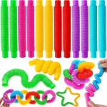 Дитячі трубочки антистрес Pop Tubes, набір 3 великих + 3 маленьких
