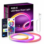 Розумна неонова LED-стрічка 5 м, bluetooth керування з телефону + пульта