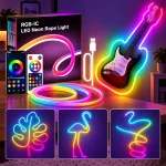 Розумна неонова LED-стрічка 5 м, bluetooth керування з телефону + пульта
