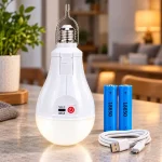 Акумуляторна лампочка в цоколь з зарядкою Type-C, 20 Вт, 2×18650